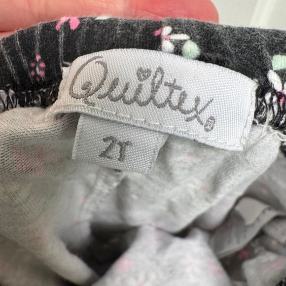 Quiltex 2T Girls Black Floral Stretch Leggings Pants - Picture 5 of 5